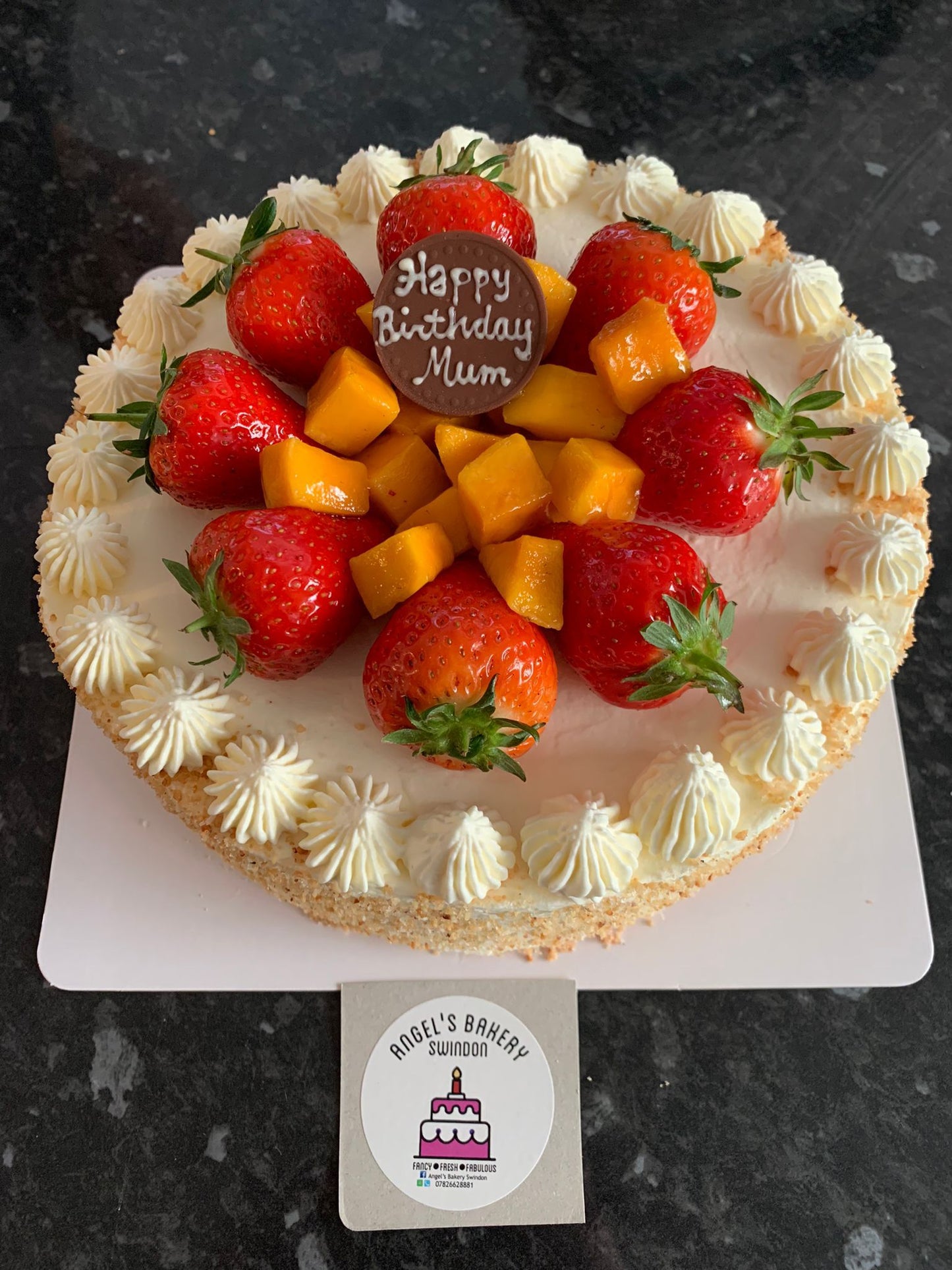 6" Fresh Cream Strawberries & Mango Cake