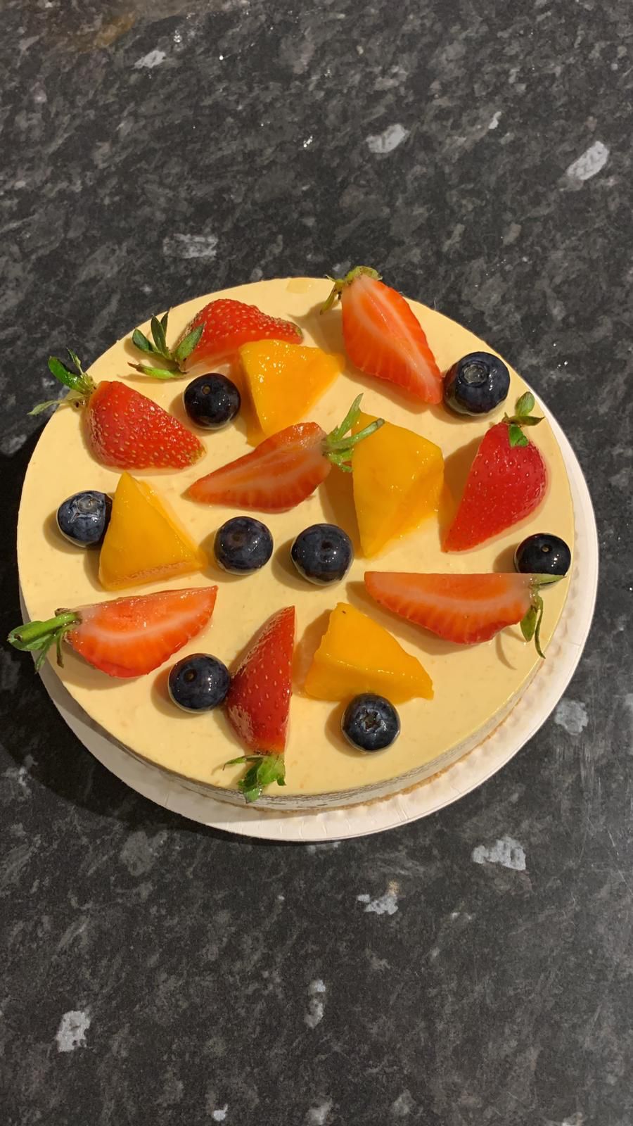 6" Mango Based Yogurt Cake with Mixed Fruit