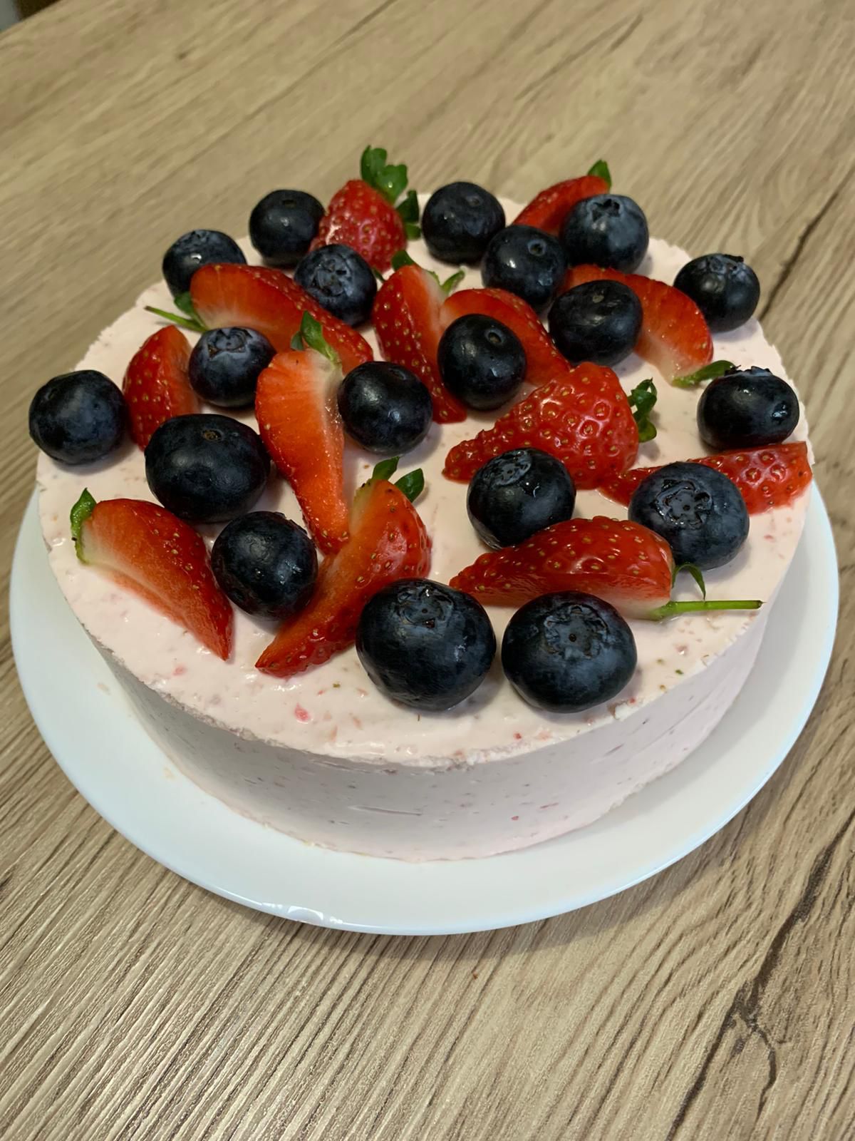 8" Strawberries Yogurt Cake with Mixed Berries on top