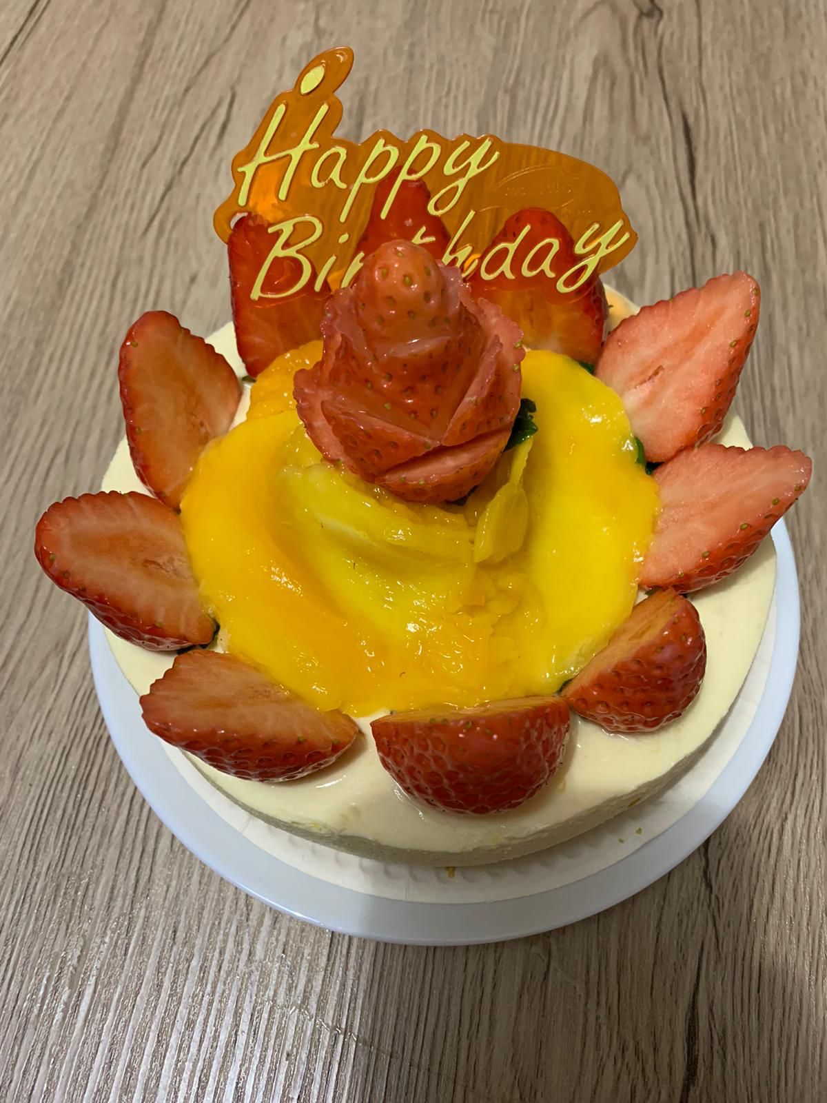 8" Mango Based Yogurt Cake with Mixed Fruit