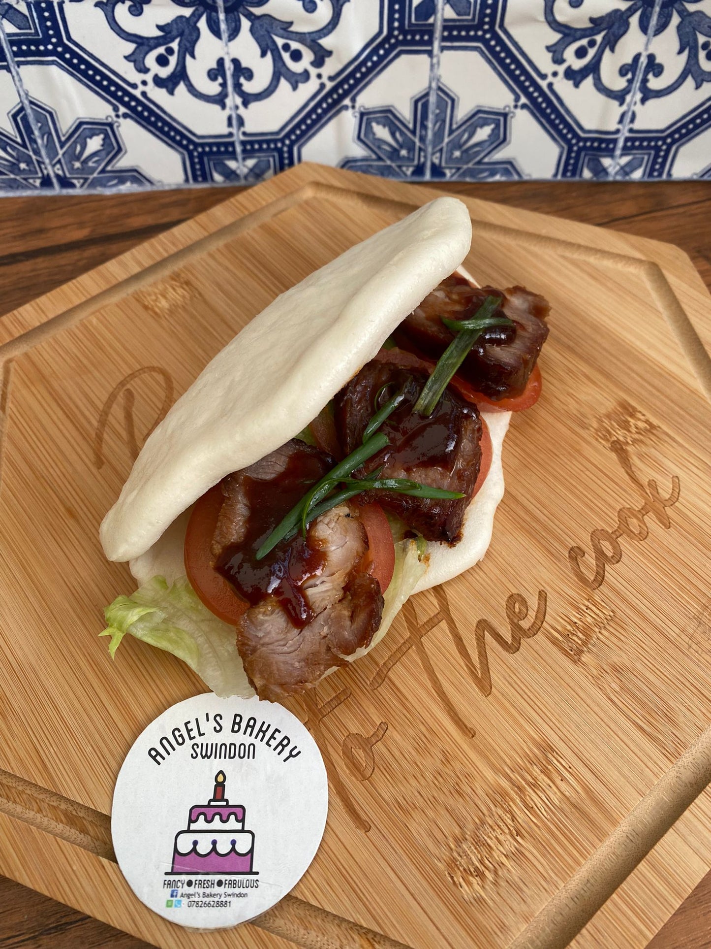 Roasted BBQ Pork Guo Bao with Garden Greens