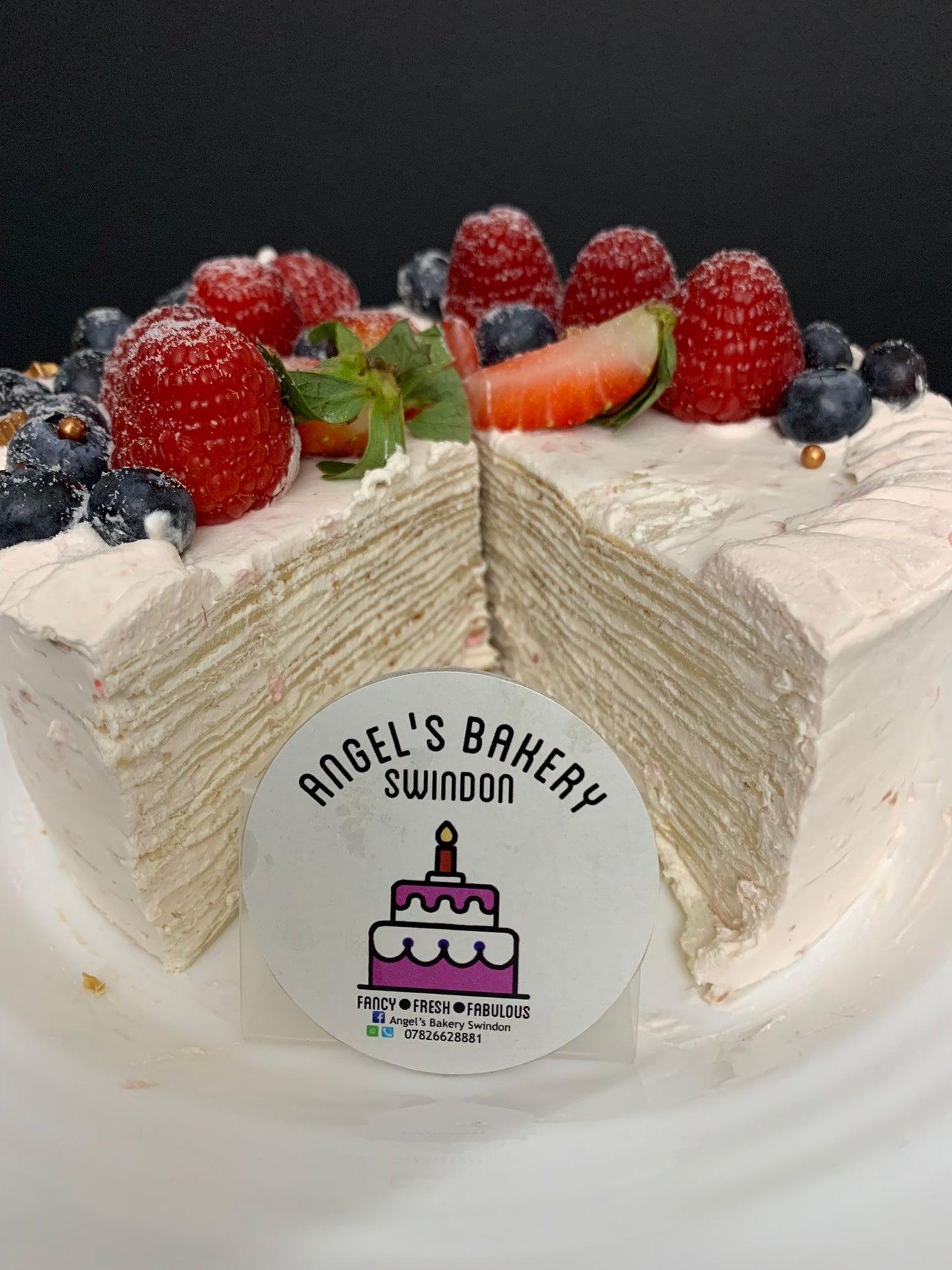 6" Raspberry Crepe Cake (Gluten Free available)